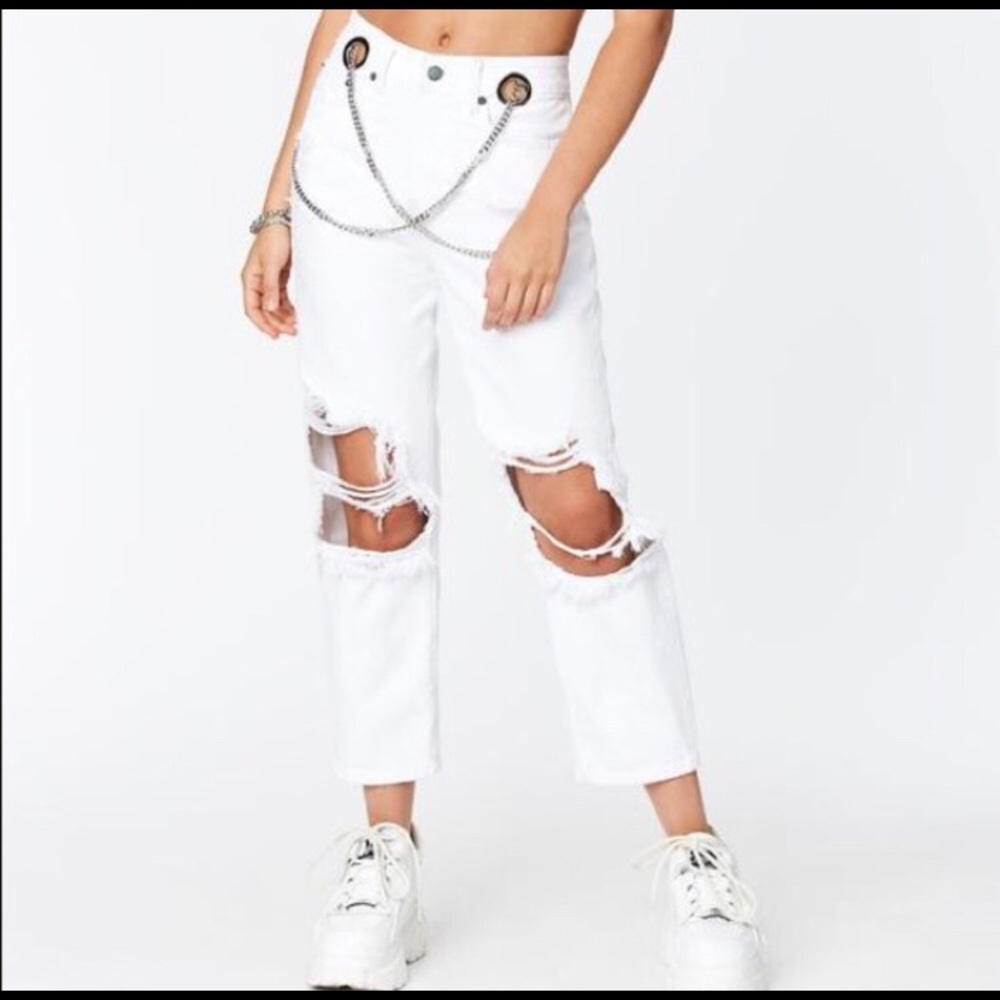 LF CARMAR WHITE HERMIA CHAIN FRONT JEANS